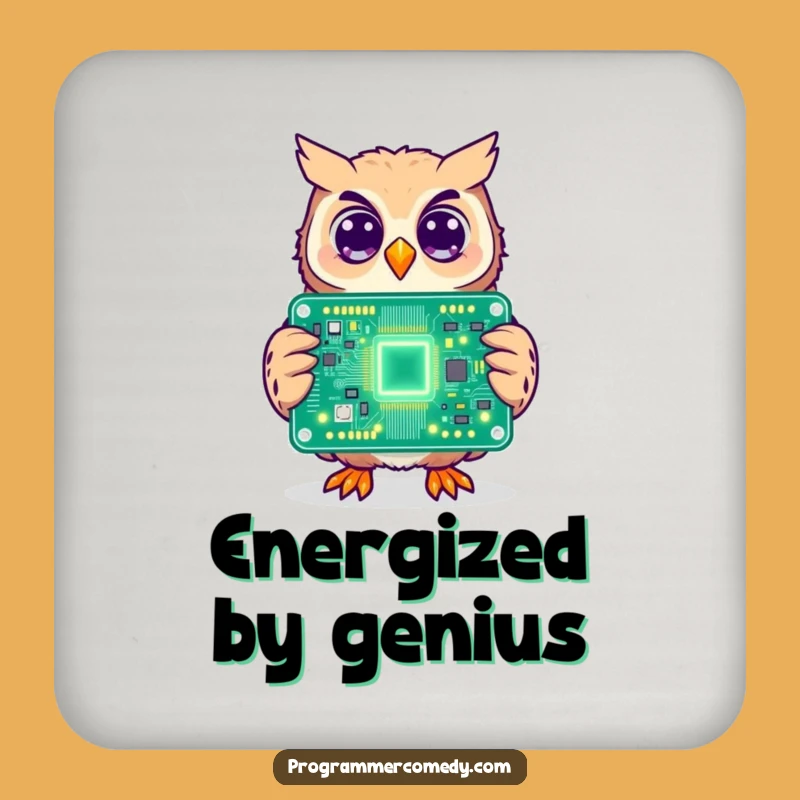 Funny Owl Coder Drink Coaster: Protect Surfaces with Intelligent Tech Style