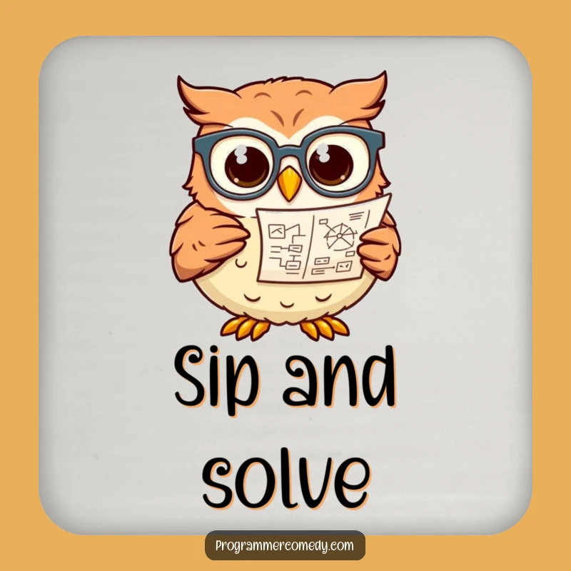 Funny Owl Professor Drink Coaster - Protect Surfaces with Humor Gift