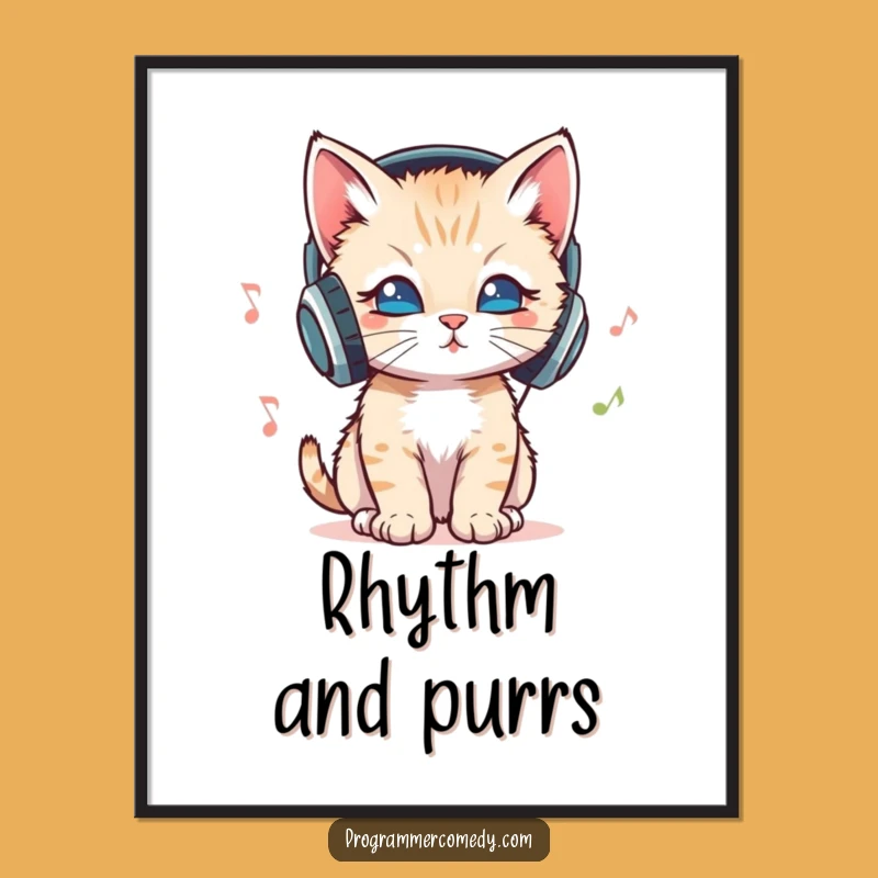 Funny Kitten Vibing Poster - Hilarious Music Art Gift for Walls