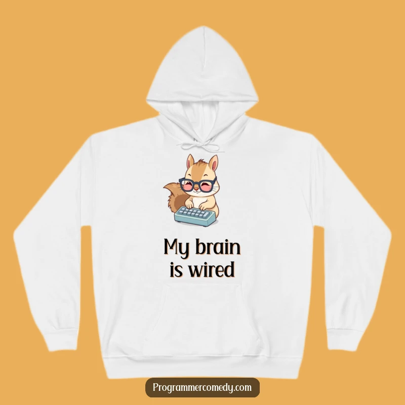 Funny Squirrel Typist Hoodie: Stay Cozy and Comedic While You Code
