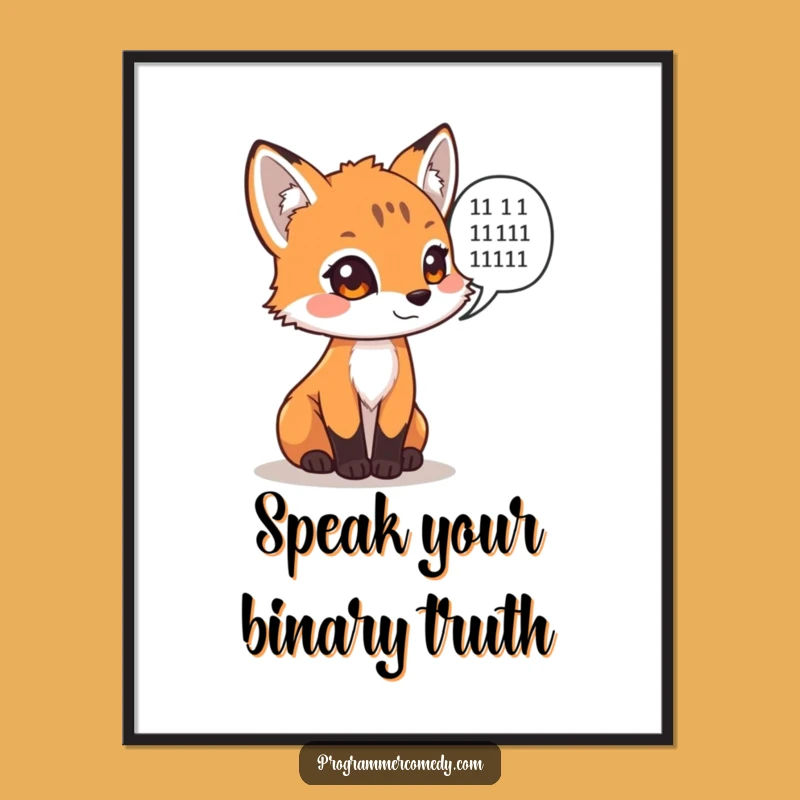 Free Printable Wall Art: Coder Fox Cub Funny Downloadable Art for Techie Decor