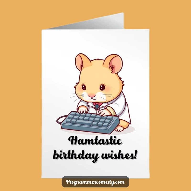 Free Printable Hamster Birthday Card: Typing Scientist Downloadable Gift!