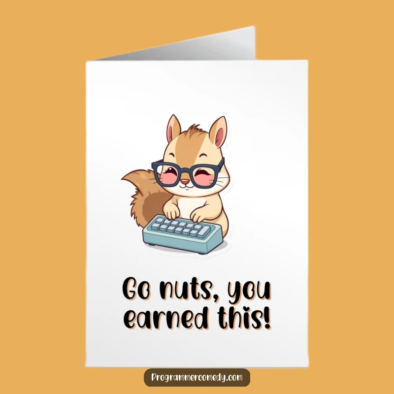 Free Printable Squirrel Congratulations Card: Typing Success, Downloadable Cheers for Achievers