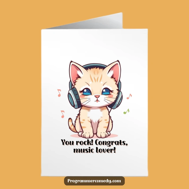 Free Printable Congrats Card: Cool Cat DJ Funny Downloadable Gift for Big Wins