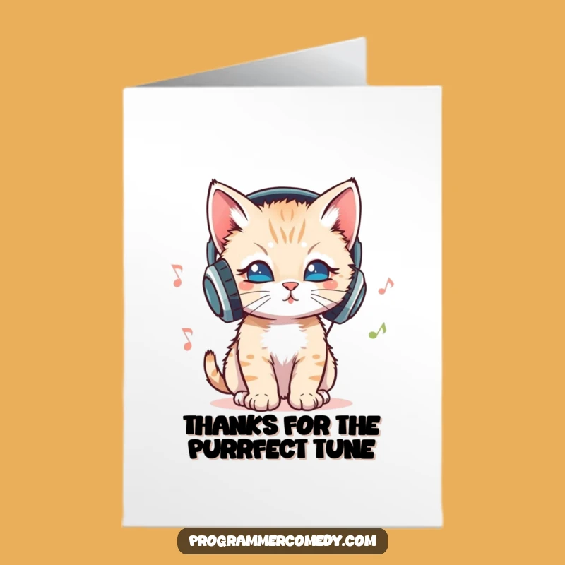 Free Printable Thank You Card: Groovy Kitten Artist Funny Downloadable Gift for Thanks