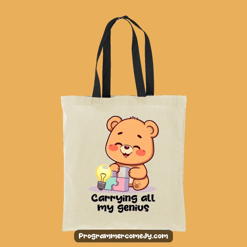 Funny Bear Cub Puzzle Tote Bag: Carry Your Smarts in Style