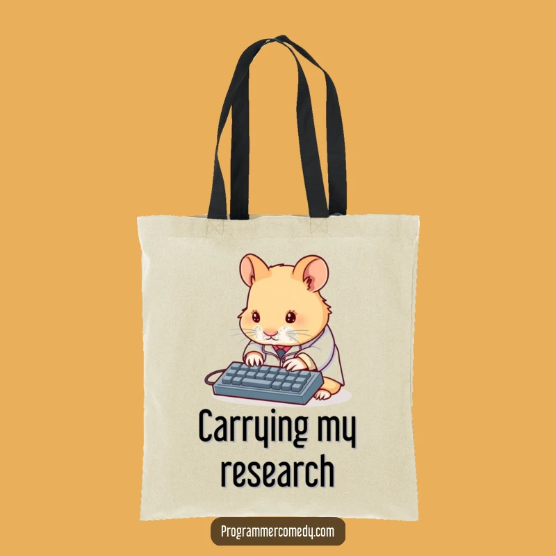 Funny Hamster Scientist Tote Bag: Tiny Typing Task - Hilarious Lab Gift